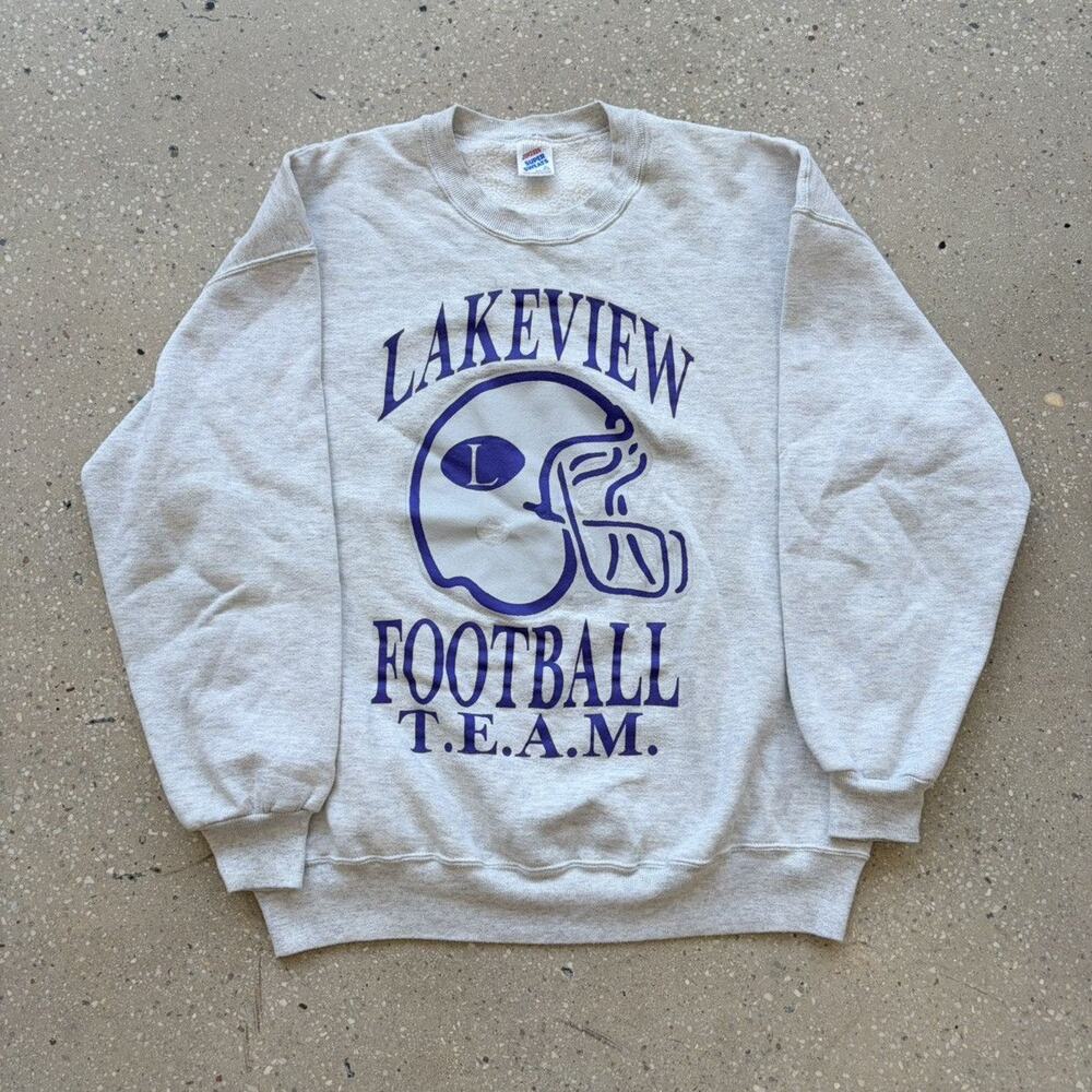 Vintage 80s Lakeview Football Team Grey Sweatshirt